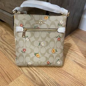 Coach Mini Rowan File Bag in Signature Canvas with Nostalgic Ditsy Print NWT